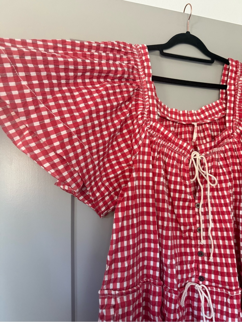 Free People Red Gingham Short Jumpsuit Romper - Picture 5 of 15